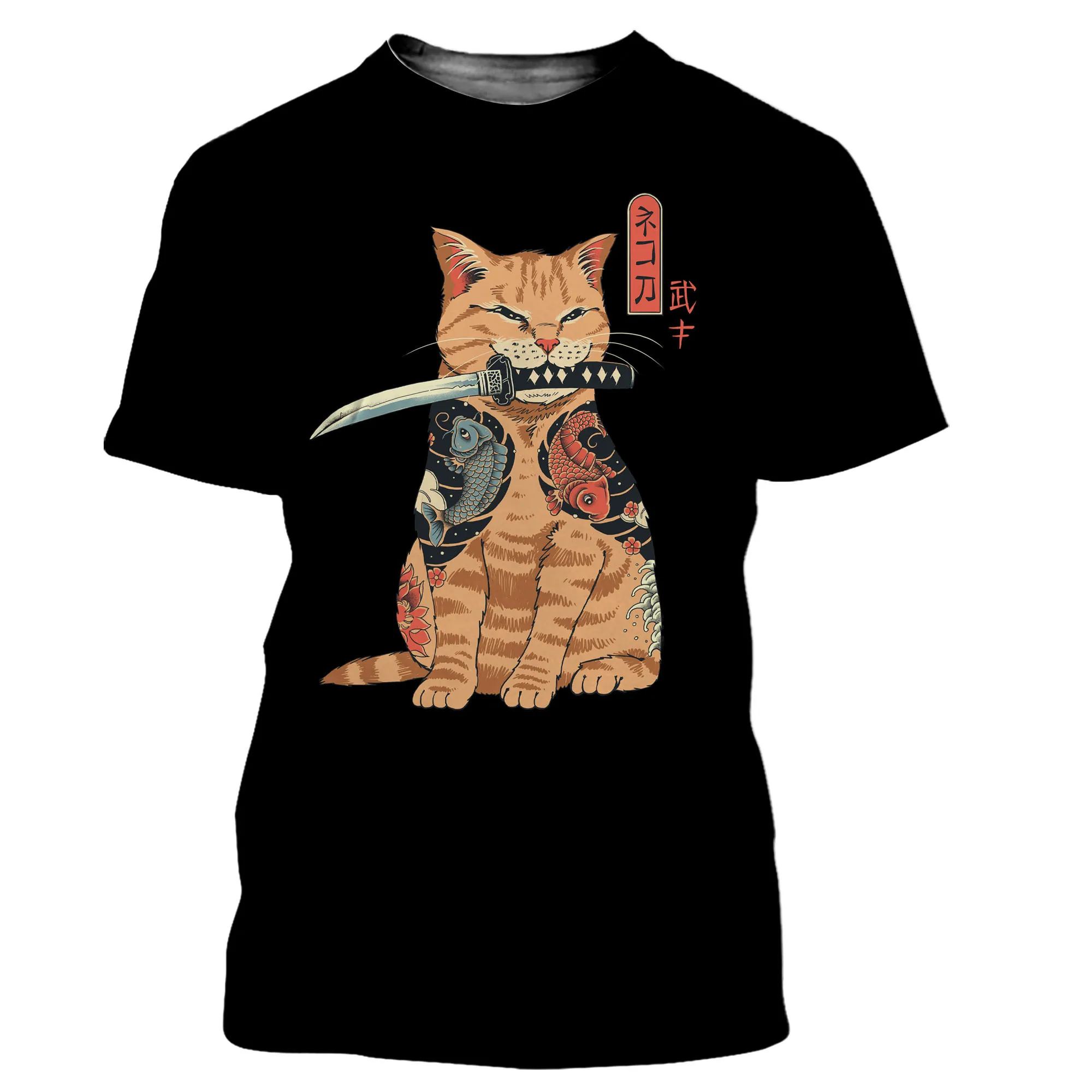 

Japanese anime cat men and women T-shirt Harajuku streetwear cartoon comfortable oversized sports fashion shirt autumn new short