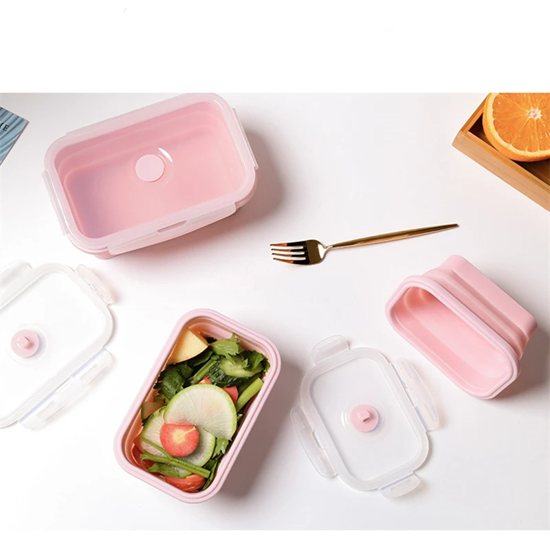 Силиконовый складной Ланч бокс Портативный для использования на открытом