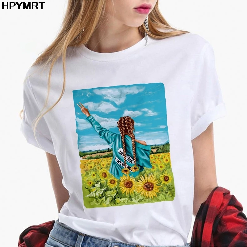 

Футболка женская с принтом подсолнуха, Повседневная летняя рубашка с коротким рукавом в стиле Харадзюку для девушек
