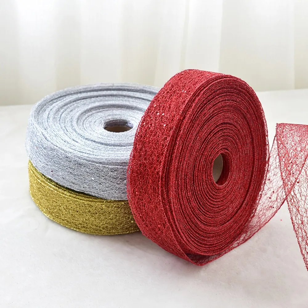 2 м DIY лук ленты для рукоделия блестящая красная Серебряная Золотая лента с