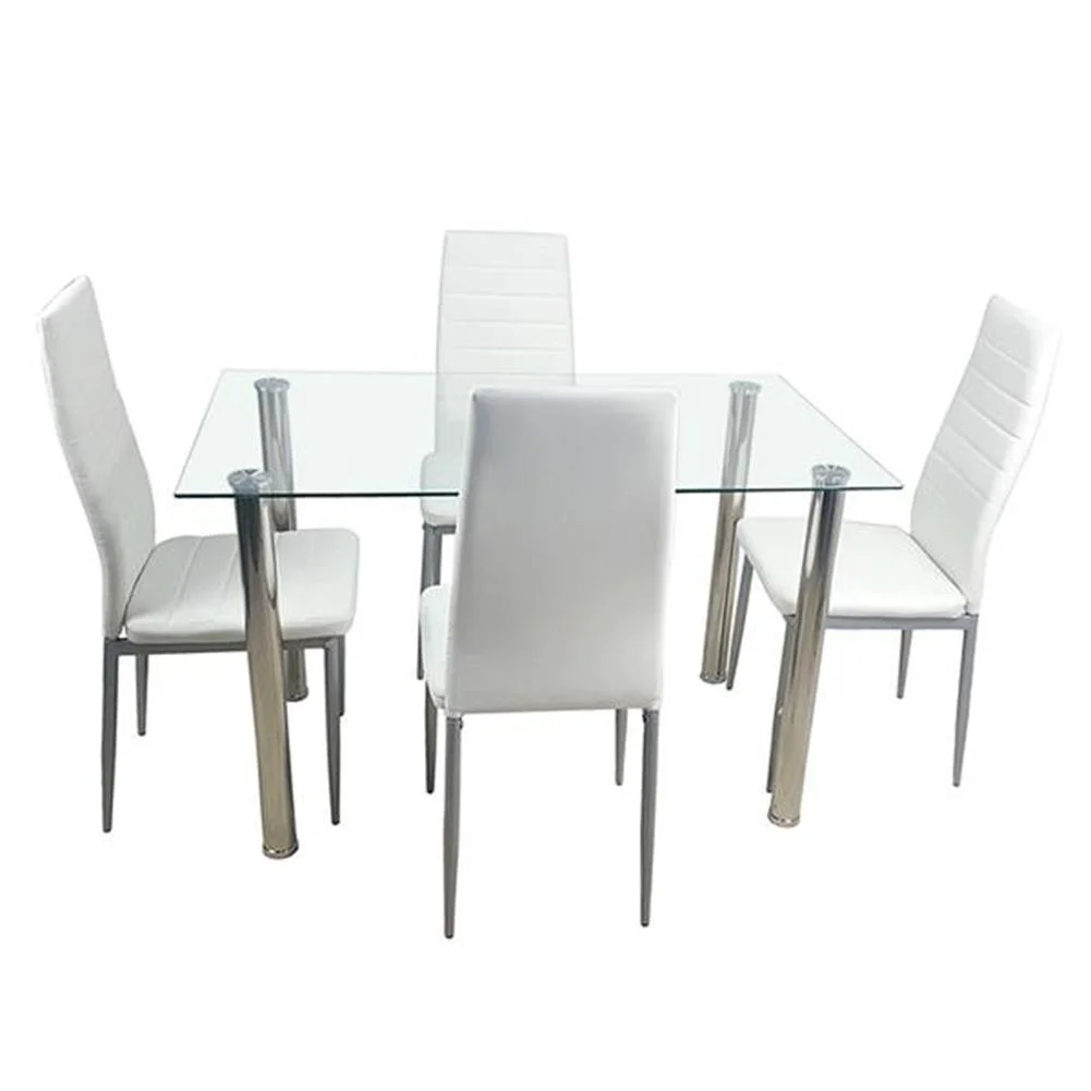 

Tempered glass dining table set, family furniture, center table, conference table, fashion, 4 pieces, 110cm