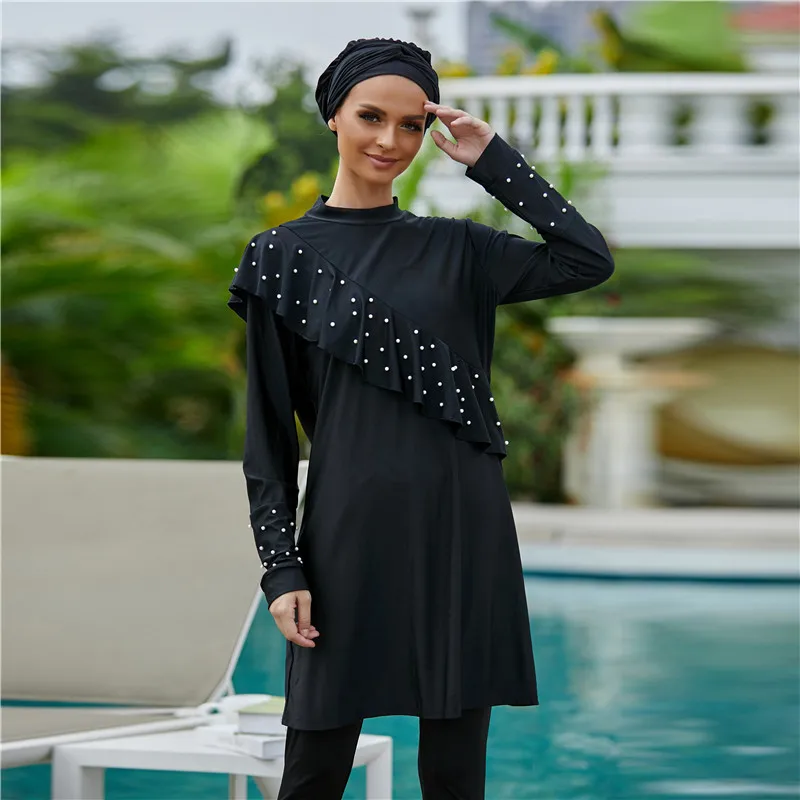 

Burkini длинные женские мусульманские купальники 3 шт. арабский абайя Дубай женские купальники Турция Maillots De порядок Ensemble