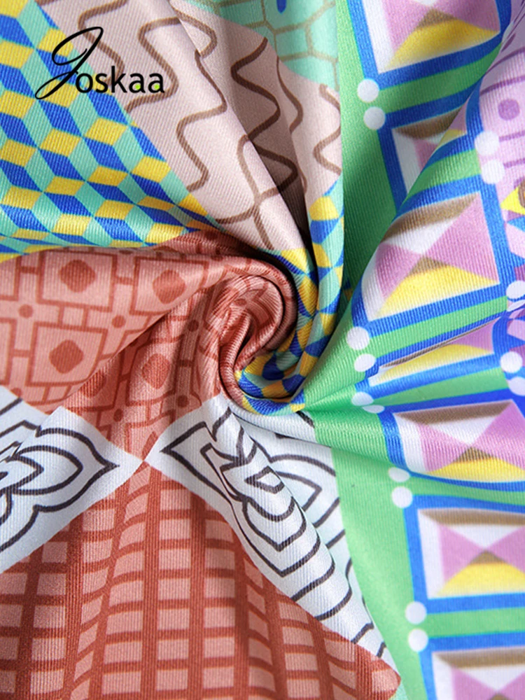 

Joskaa Print Short Sleeve V-Neck Lace-Up T-Shirt+Slim Pants 2 Piece Sets Summer Women Casual Sports Suits Streetwear 2021 New