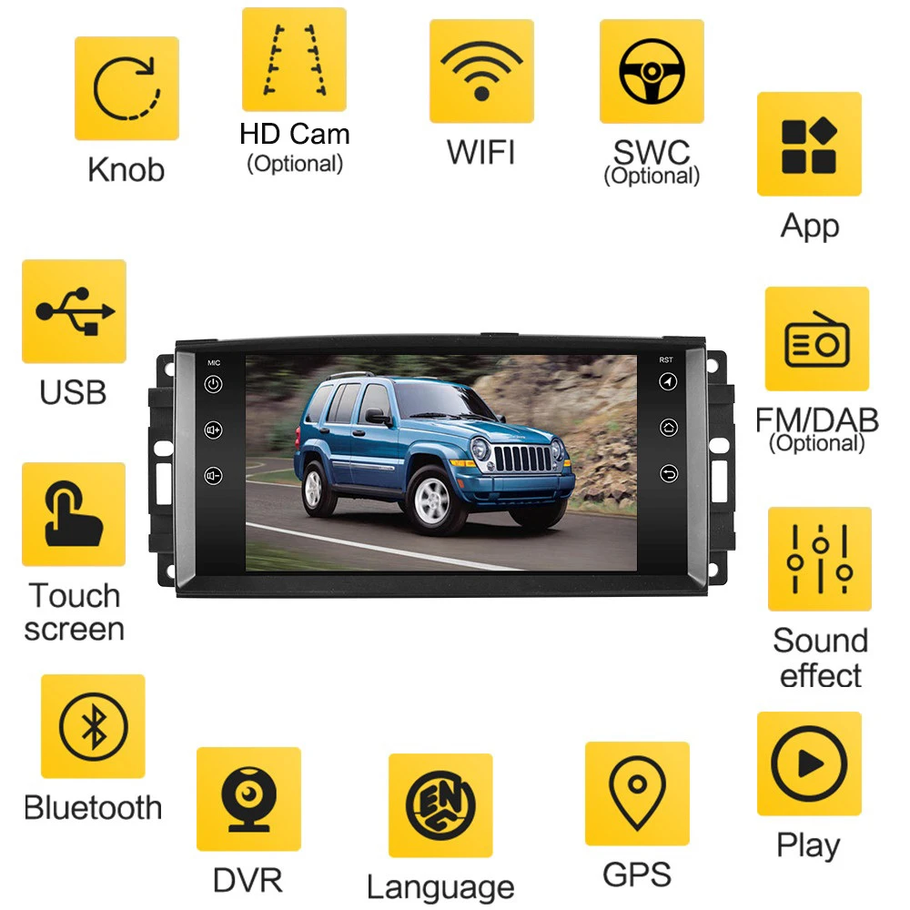 Автомагнитола 2DIN для Jeep Cherokee 8 1 2009 2008 2010 Wrangler Dodge Chrysler Compass GPS Android 2016|Автомобильные