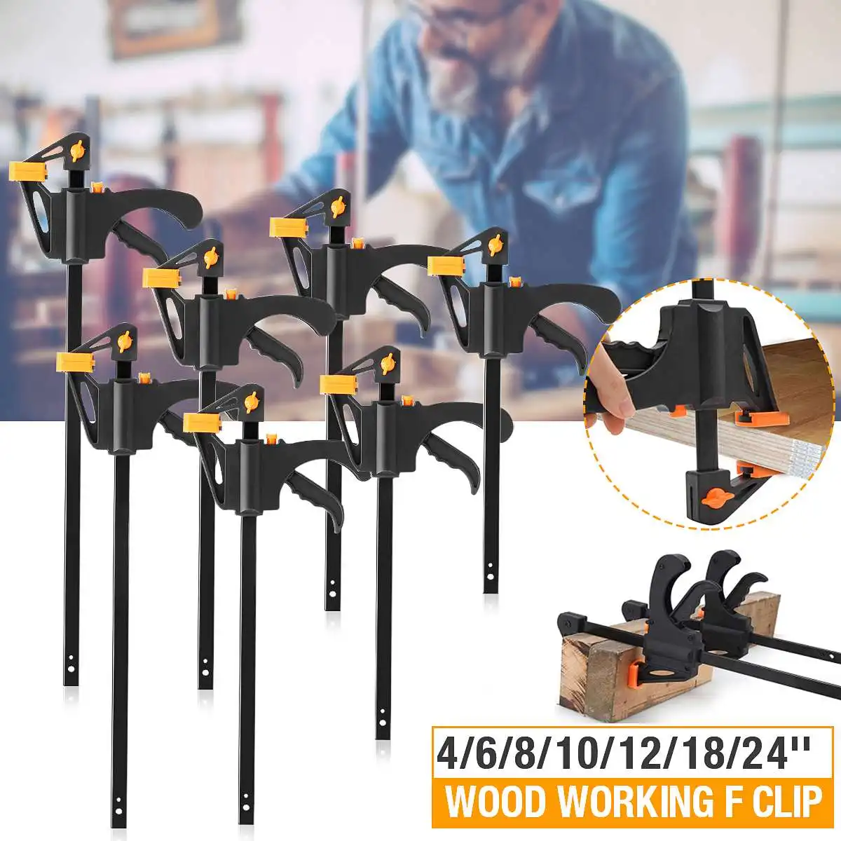 4/6/8/10/12/18/24 inch clip quick ratchet release clip woodworking F clip handle release clip handle wood DIY hand tools
