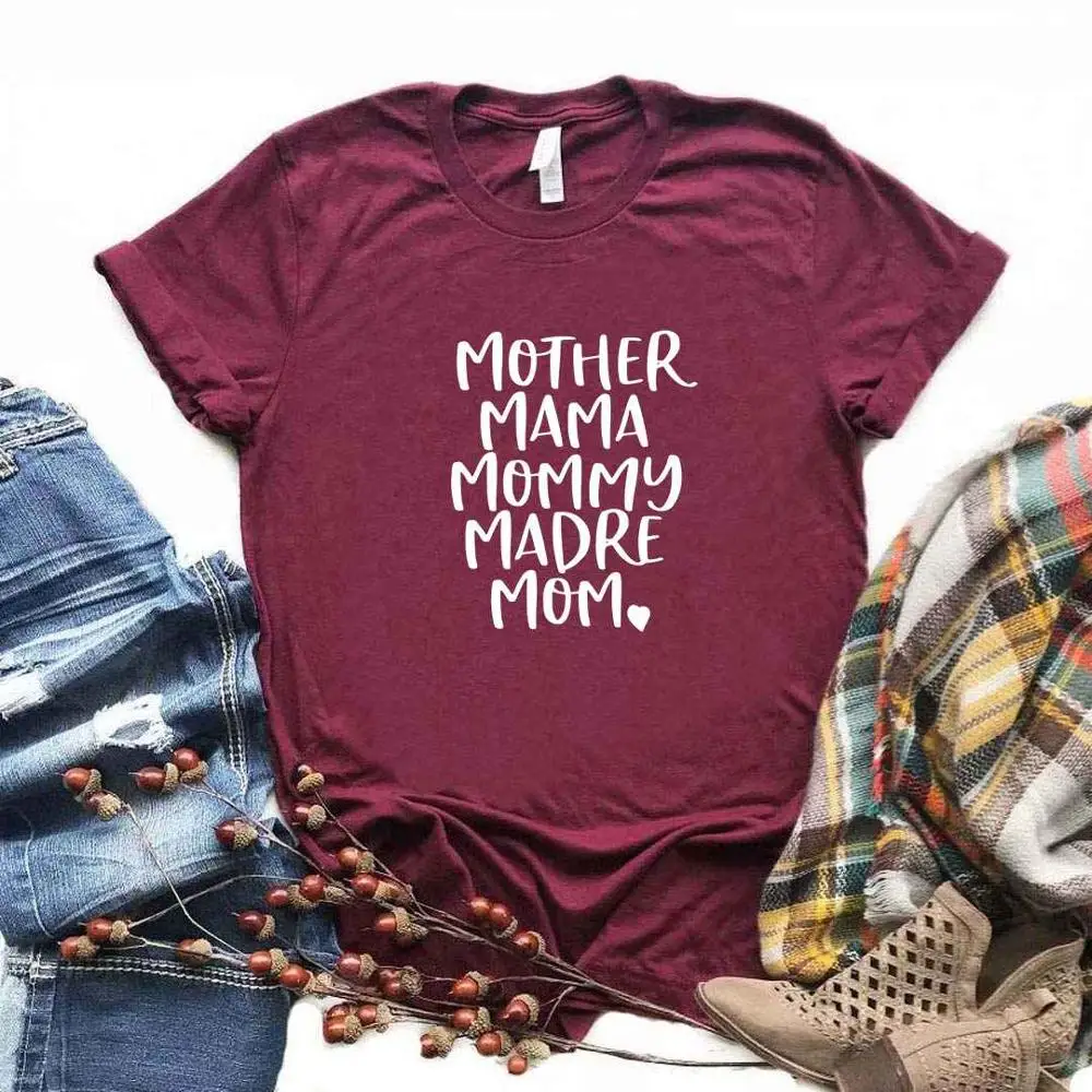 

Women T Shirt Mother Mama Mommy Madre Mom Print Tshirt Women Short Sleeve O Neck Loose T-shirt Ladies Causal Tee Shirt