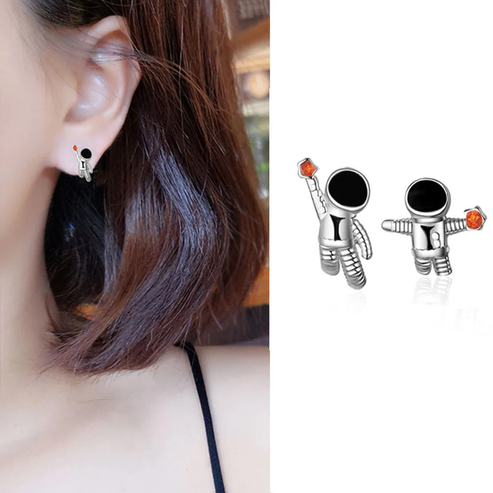 1 пара простые креативные серьги гвоздики космическая планета астронавт