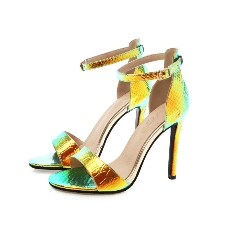 

Fashion high heel sandals women's shoes summer new color matching women's shoes sexy plus size women's sandals 2018