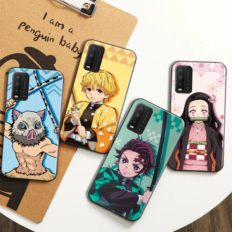 

Hot Japan Anime Demon Slayer Phone Case For Xiaomi Redmi 9T 9C Note 9 Note 9 Pro Note 9T 9S Kimetsu No Yaiba Soft Cover Fundas