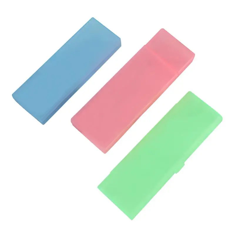 

3Pcs Plastic Pencil Box Stationery Translucent Frosted Pen Storage Case Holder