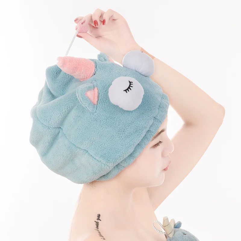 

Cute Bath Towel Dry Hair Hat Shower Cap Strong Absorbent Quick-drying Long-Velvet Ultra-Soft Lady Dry Hair Protection soft