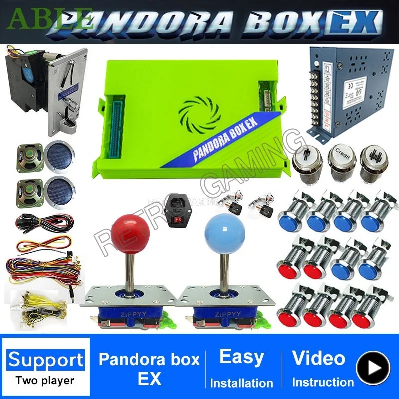 

2021 Arcade Pandora Box EX Diy Kit 3300 In 1 FHD 1080p VGA Micro Switch LED Push Button Arcade Stick Speaker Power Coin Acceptor