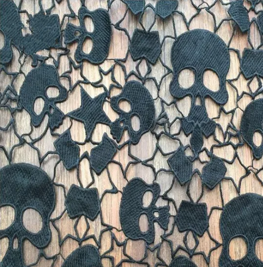 3 ярдов/партия 120 см белый черный череп кружевной вышитый сетчатый Сделай Сам