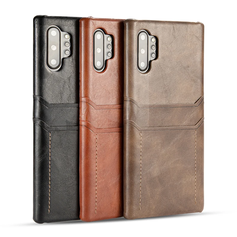 For Samsung Note10 Phone Back Case Oil Wax Skin Retro Card Leather Slim Business Smart Cover for Galaxy Pro | Мобильные телефоны и
