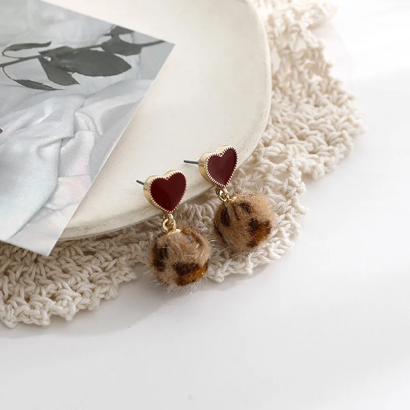 Милые бархатные висячие серьги с леопардовым принтом для девушек женские