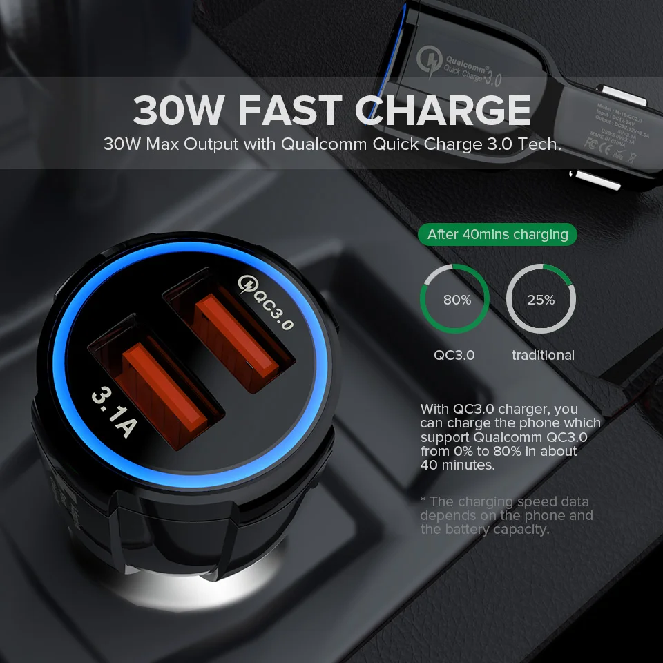 Автомобильное зарядное устройство с двумя Usb-портами адаптер для быстрой зарядки