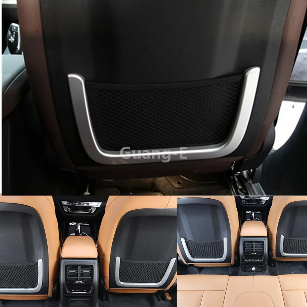 

High Quality For BMW X3 Xdrive 25i 28i 30i 2018 2019 2020 2021 Sticker Cover Interior Back Rear Seat Storage Net Frame Trim 2pcs