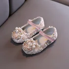 Туфли детские кожаные, на мягкой подошве, с жемчужинами, 21-30