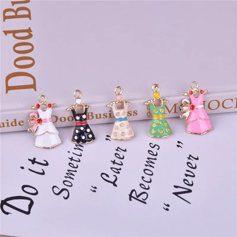 

10pcs Beauty Skirt Enamel Metal Charms Earring Bracelet DIY Jewelry Making