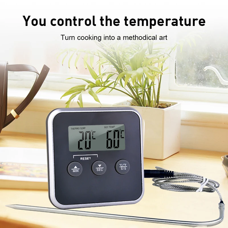 

Home Kitchen Food Probe Thermometer BBQ Countdown Stainless Steel Probe Thermometers Household Dining Kitchen Tools Accessories