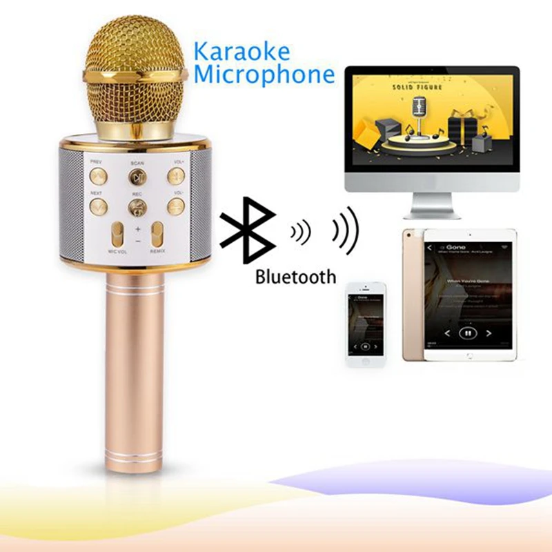 Портативный Bluetooth беспроводной микрофон караоке телефон плеер динамик Запись
