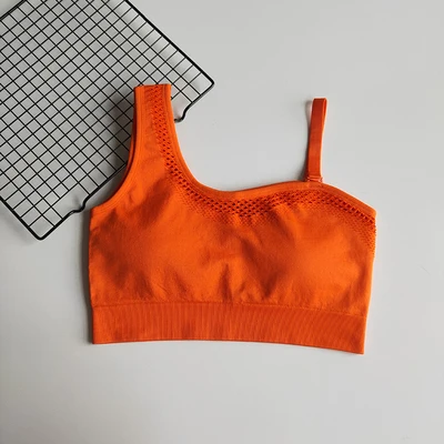 orange bra Женские Штаны Для Йоги, бесшовная одежда для фитнеса, спортивная одежда, женские леггинсы для спортзала, мягкий пуш-ап спортивный бюстгальтер на бретелях, спортивный комплект, спортивный костюм - Цвет: orange bra