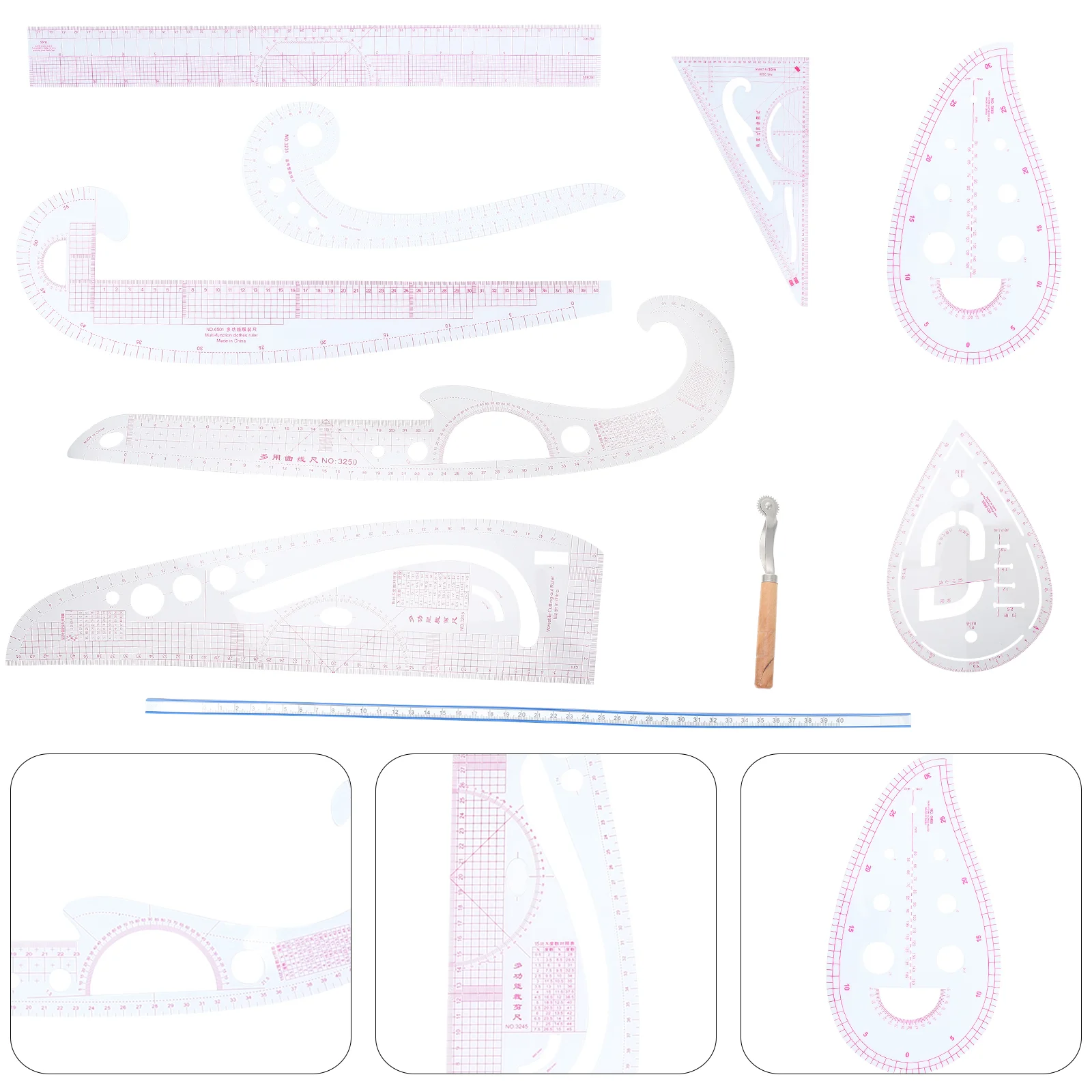 

1 Set Sleeve Ruler Clothing Cutting Ruler Multifunctional Suit Plate Making Ruler