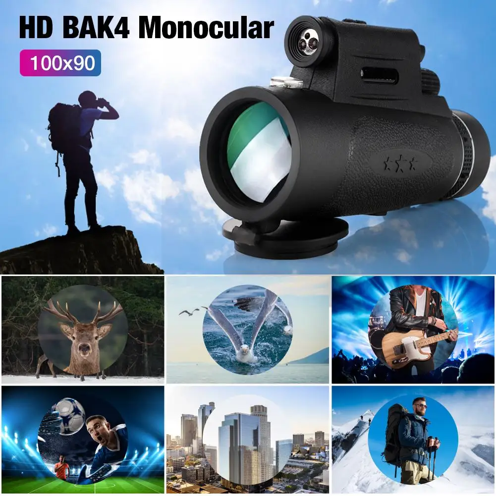 Монокуляр 100x90 с держателем для смартфона HD BAK4 Prism ночного видения монокулярный