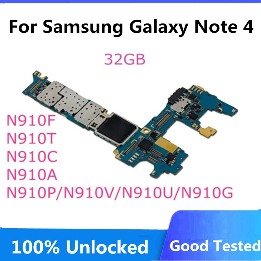 Оригинальная материнская плата для Samsung Note 4 N910F 32 Гб разблокирована Европейский