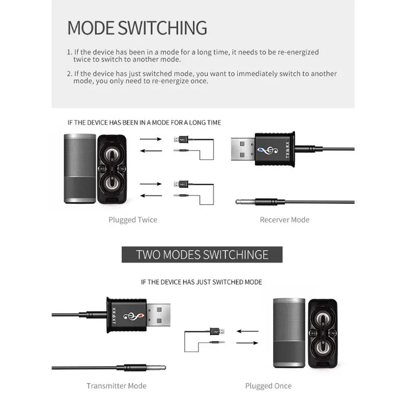 

3in1 USB Bluetooth 5.0 Car WirelessTransmitter Receiver Adapter Mini 3.5mm AUX Stereo