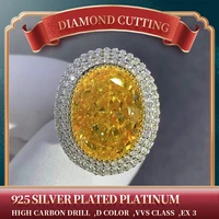 10 carat oval diamond cut yellow high carbon diamond ring d 925 silver plated platinum anniversary gift