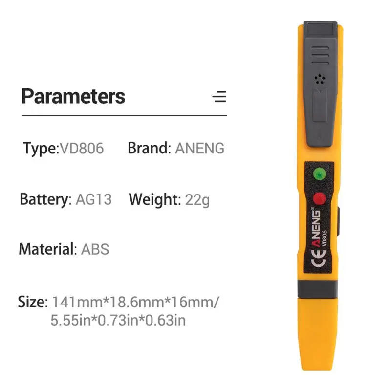 

AC Voltage Detector Pen Non-contact Inductive AC/DC Voltage Tester w Sound Light