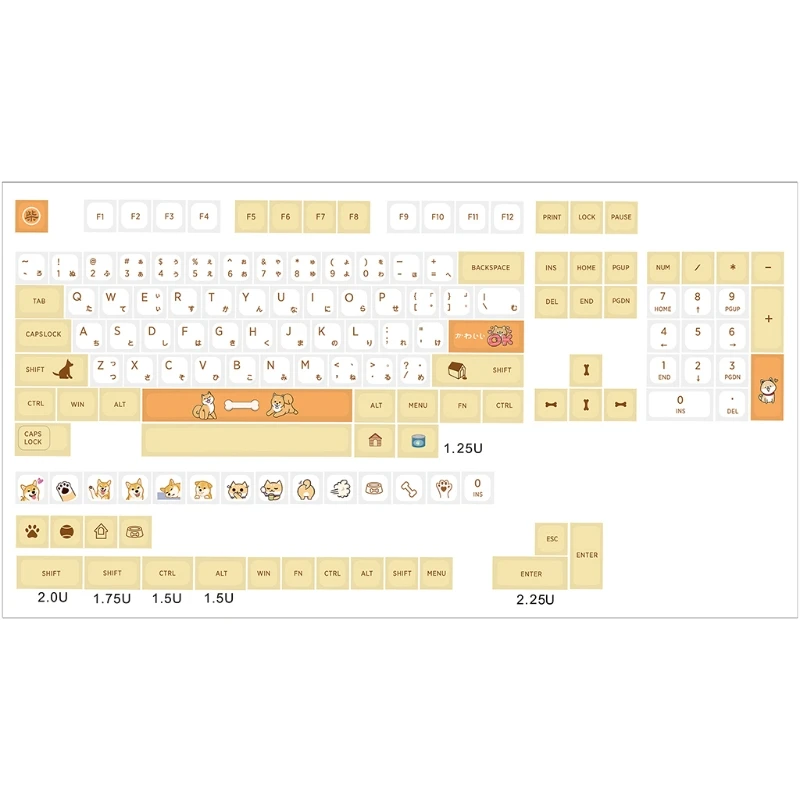 

139 Keys/set QX Profile Shiba Inu Theme Keycap For Mechanical Keyboard PBT Dye Sublimation Key Caps English Japanese