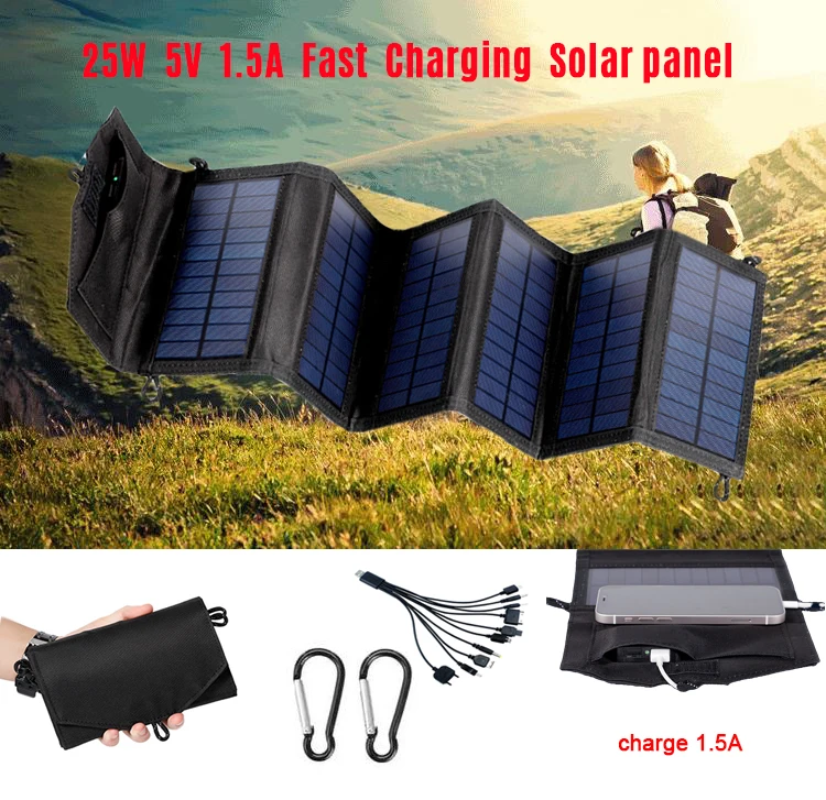 25 Вт складной USB Панели солнечные панели солнечных батарей Портативный
