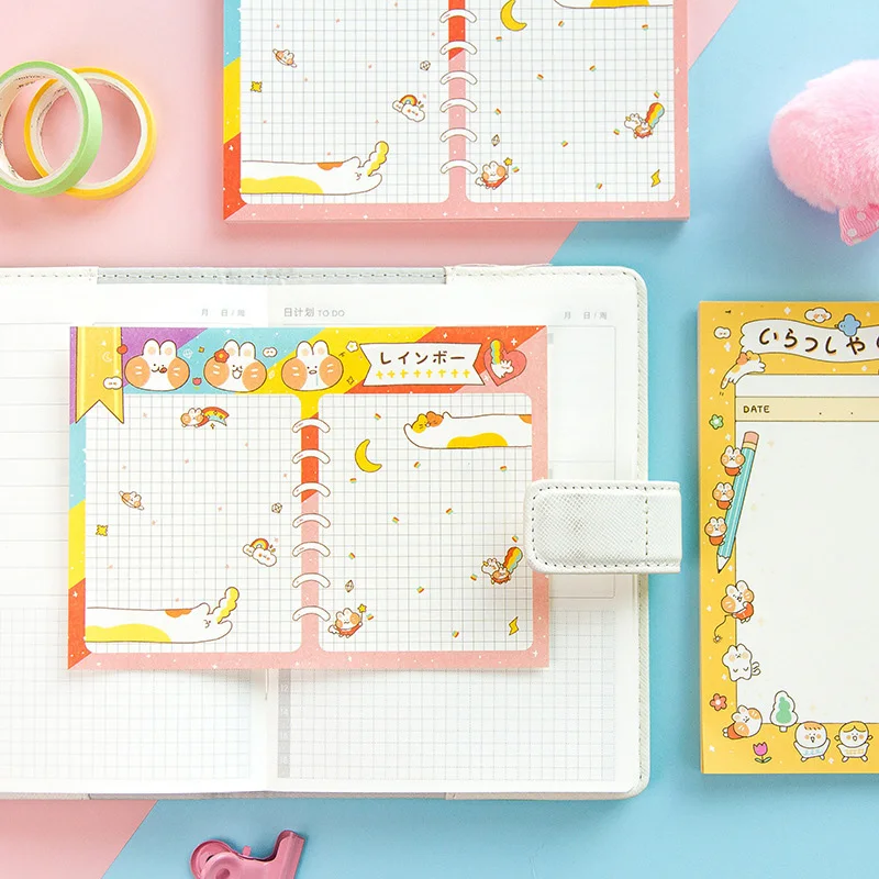 Japanese Kawaii Cat Memo Pads Kids Cartoon Kitty Notepad for School Study | Канцтовары для офиса и дома