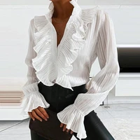 women blouses tunic tops summer white fashion korean long sleeve loose solid casual office shirt