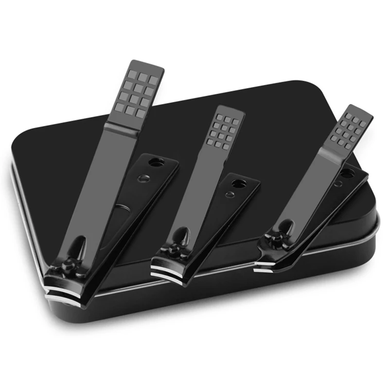 

3PCS Set Stainless Steel Square Pattern Nail Clippers 3-piece Black Titanium Nail Clippers Set Nail Manicure Tools