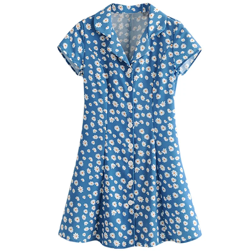 

21 Summer Australia Pastoral Style Daisy Retro Girl Suit Collar Skirt Fairy French Niche Holiday Dress