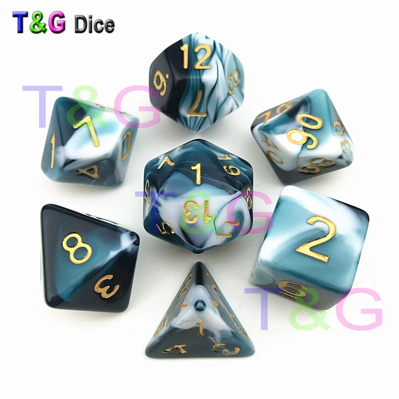 Высококачественный набор D4 D6 D8 D10 D12 D20 многогранная Игра Пластиковые кости для
