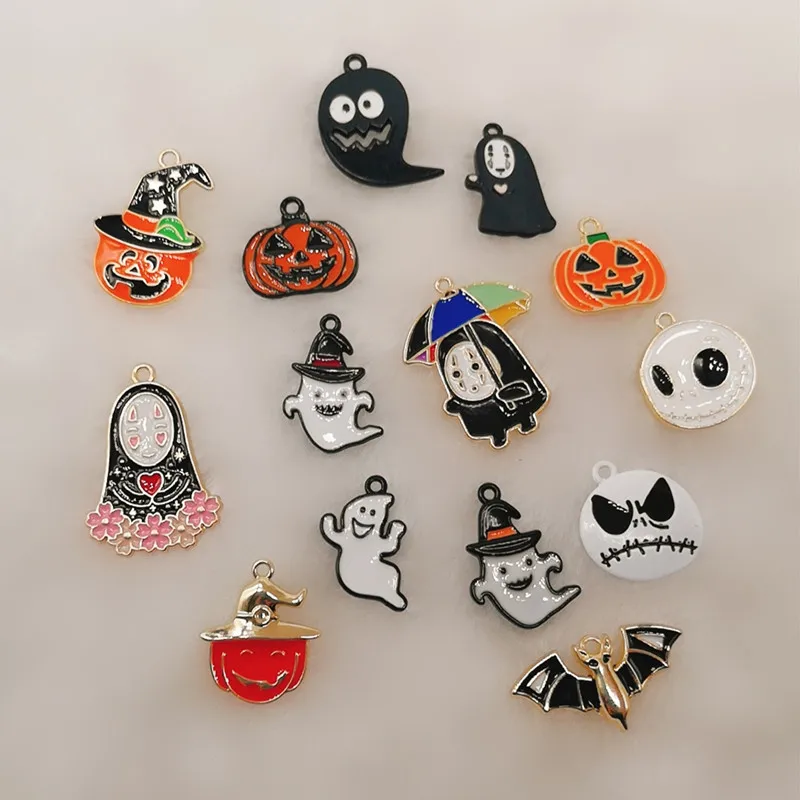10 шт. эмалевые Подвески в виде тыквы кота шляпы летучей мыши браслета ожерелья