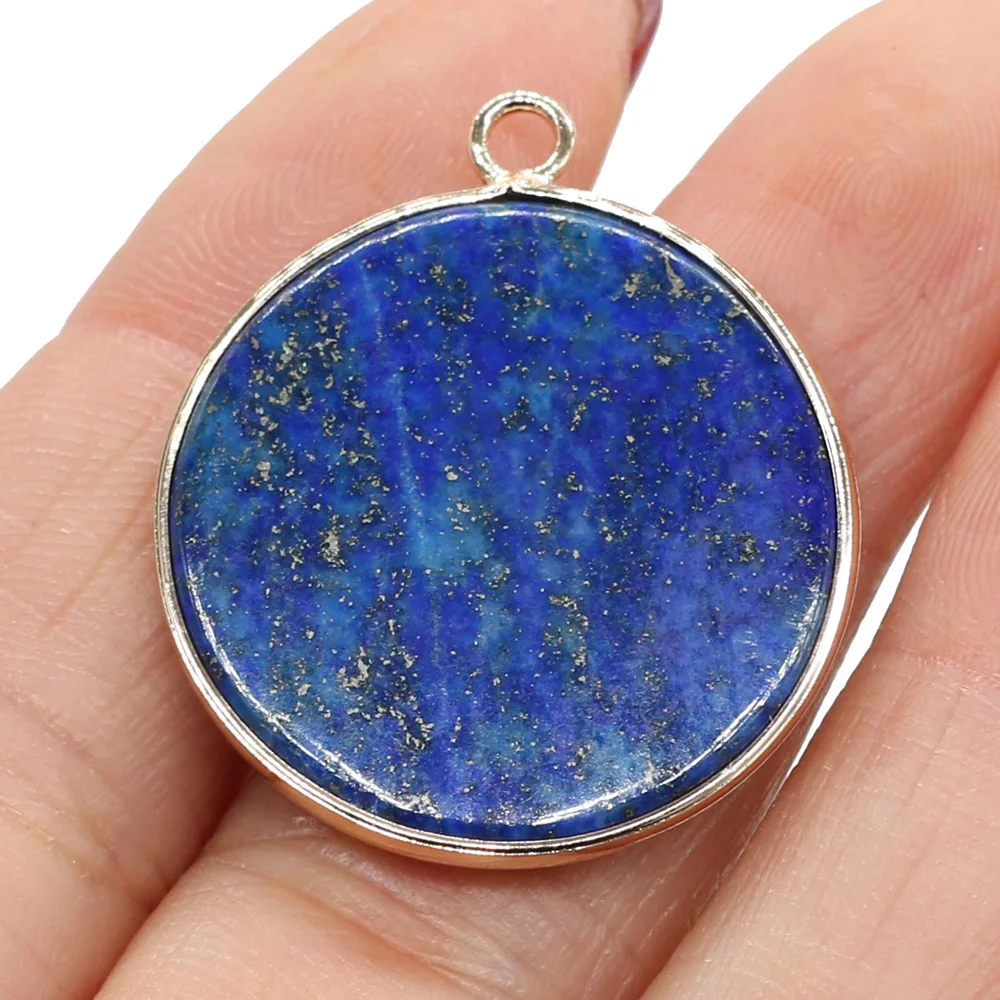 

Natural Stone Gem Lapis Lazuli Round Pendant Handmade Crafts DIY Necklace Bracelet Earring Jewelry Accessories Gift Make 22x22mm