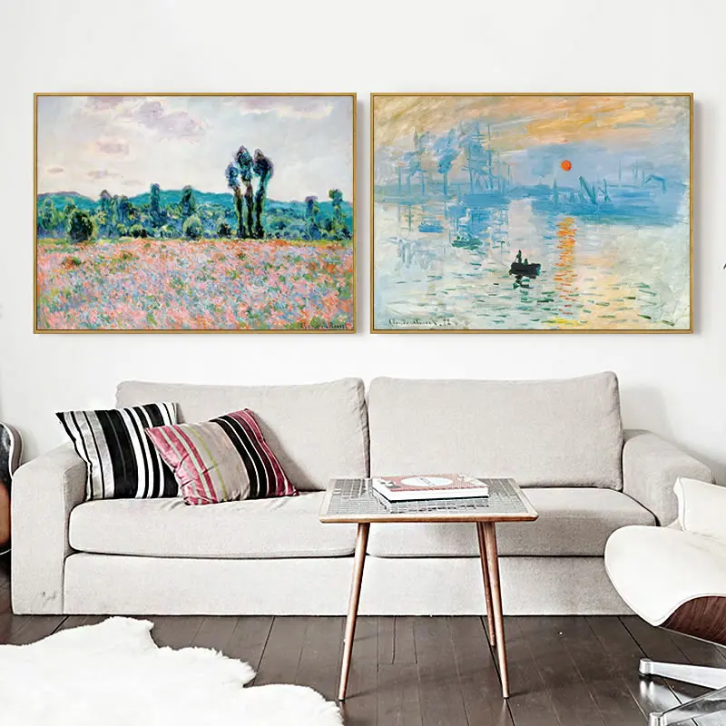 Современный Импрессионизм Monet Wild Poppy Field Sunrise пейзаж холст картина художественный