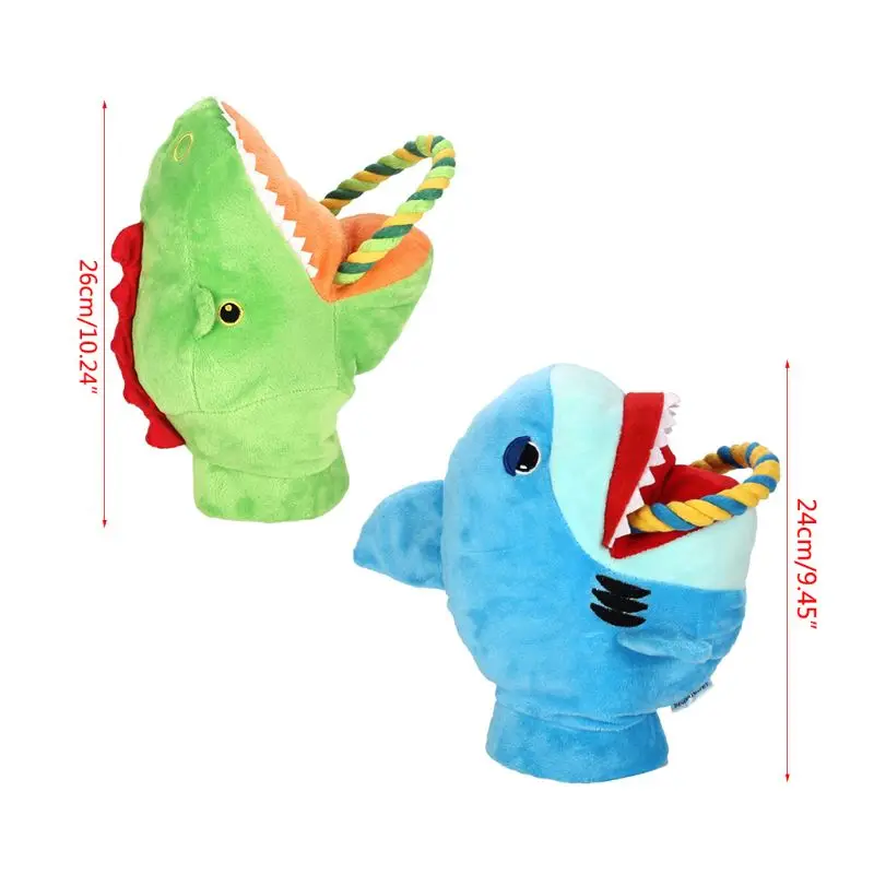 

Funny Shark Crocodile Shaped Pet Dog Toy Puppy Chewing Plush Glove for Interactive Training Built-in BB Sounder