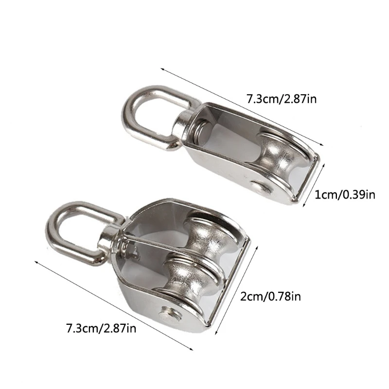 

M20 Lifting Crane Single Double Wheel Rotation Head 304 Stainless Steel Convenient Wire Rope Safe Pulley Traction Wheel