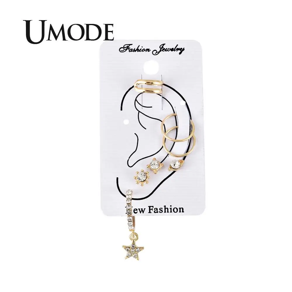 UMODE 6 шт. маленькие серьги набор для женщин звезда серьги цветок серьги-гвоздики стразы серьги Boho Vsco девушки трендовые ювелирные изделия PE1495