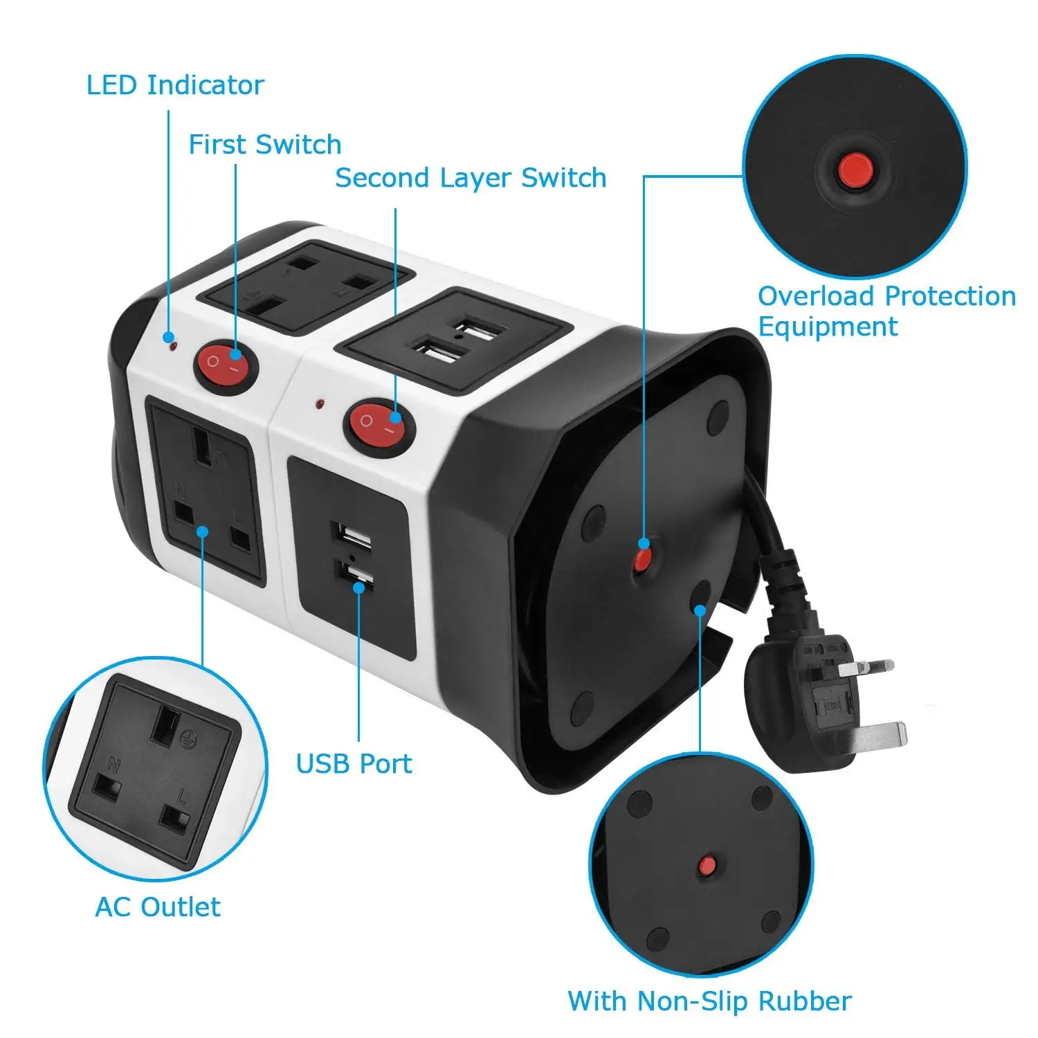 Вертикальный Мощность полос башни адаптер удлинитель розетки Стабилизатор
