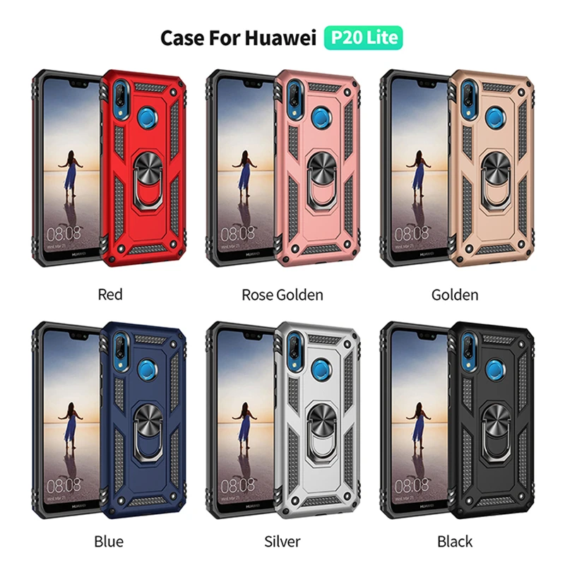 Чехол для Huawei P20 lite военный класс чехол P20lite Shockliteof палец кольцо кик Стенд Чехлы