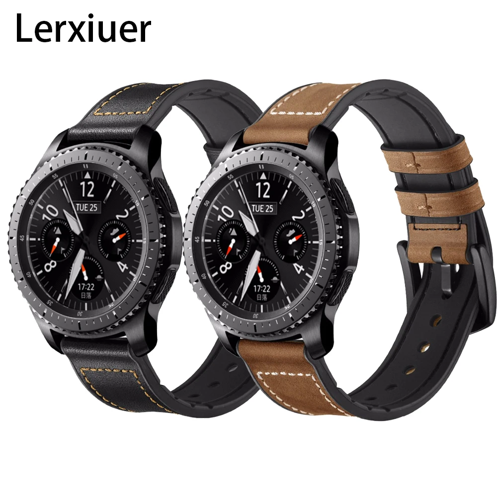 Leathe+ Силиконовый ремешок для samsung Galaxy watch 46 мм 42 мм active gear S3 huawei watch gt браслет amazfit grt 47 мм ремешок для часов
