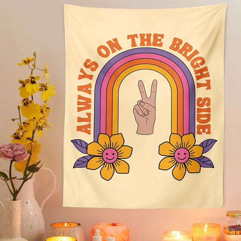 Настенный гобелен в стиле ретро винтажная ткань с принтом солнца хиппи декор для