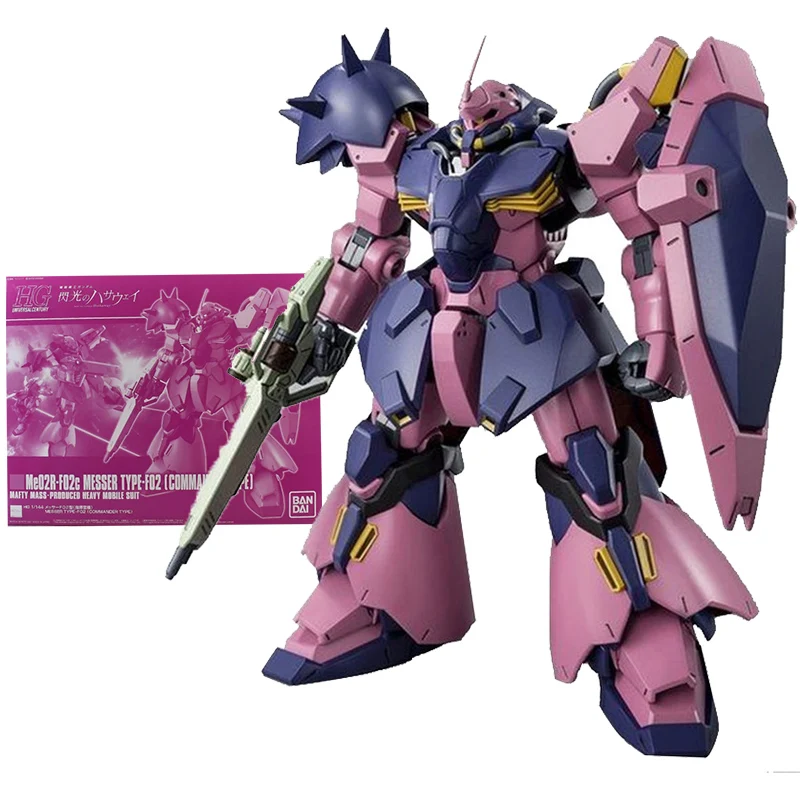 

Bandai Gundam Model Kit Anime Figure HGUC ME02RF02C Messer Type-F02 Commamder Genuine Gunpla Action Toy Figure Toys for Children
